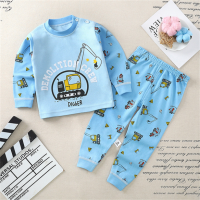 Children Pure Cotton Autumn Clothes Boys Baby Cartoon Animal Pattern Tops T-Shirt And Pants Loose Clothing Sets Kids Daily Long Sleeves Home Clothes Two-Pieces For 0-6 Years Boy Trend Outfits