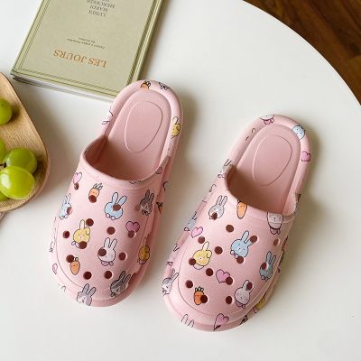 2022 hole hole summer wear indoor home web celebrity anti-skid bathroom couples packets of rabbit teddy bear slippers