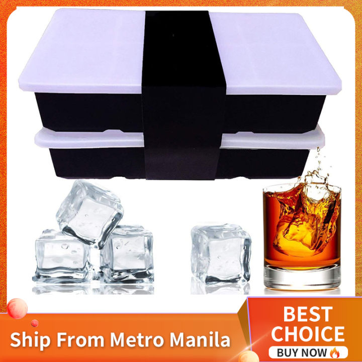 2PCS Ice Cube Tray Silicone Ice Cube Tray with Lid Stackable Ice