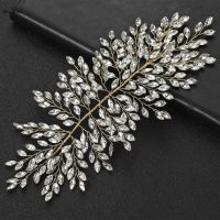 Wedding Headband Hair Accessories Handmade Rhinestone &amp; Leaf Bride Headpiece Hair Vines Clip Accessories For Women &amp; Girls Pt