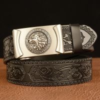 High Quality Men’S Lion Design Alloy Buckle Split Leather Belt,Emboss Cow Leather Belt,Men Jeans&amp;Casual Pants Accessories Must;