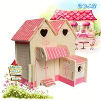 【New-store】 MBJ Amll 1ชิ้น3D บ้านไม้ขนาดเล็กรุ่นเทพนิยายวิลเลจของเล่นจำลอง DIY กระดานปริศนาเด็กประกอบของเล่นก่อสร้าง