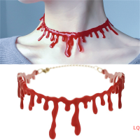 LQ ฮาโลวีนปาร์ตี้ชุดลูกพังก์ร็อค deathrock เลือด Red Stitch Choker สร้อยคอ