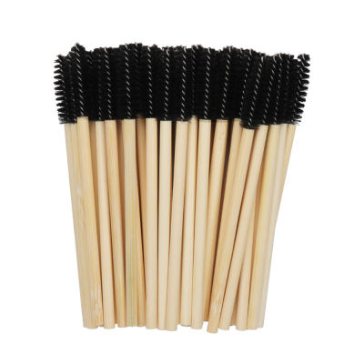 50Pcs Makeup Women Applicator Wands Eyelash Brush Mascara Disposable Bamboo Brushes Handle