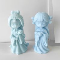 DIY Plaster Doll Ornaments Silicone Mold Painted Gypsum Dolls Resin Artifact Mould 3D Female Doll Candle Mold Home Decor