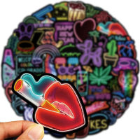 【cw】50 Zhang New Cartoon ins Neon Sticker Special Decoration Waterproof Removable Sticker Paper for Luggage Notebook Guitar ！