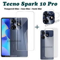 กระจกเทมเปอร์3-In-1 Tecno Spark 10 Pro หน้าจอกระจกเทมเปอร์กระจกนิรภัยป้องกันกระจกเทมเปอร์ Tecno Spark 10 Pro กระจกนิรภัยป้องกันเต็มพื้นที่กระจกเทมเปอร์จอ + ฟิล์มกล้อง + ฟิล์มด้านหลัง