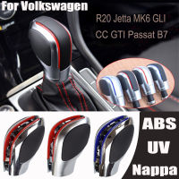 รถเกียร์ติดกะลูกบิดหัว DSG สัญลักษณ์หนัง Abs สำหรับ VW G Olf 6 7 R GTI P Assat B7 B8 CC R20 J Etta MK6 GLI โครเมี่ยม แมตต์เงิน