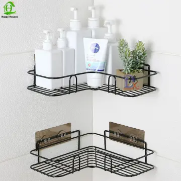 Punch-Free Bathroom Shelf Wooden Shelf Wall-Mounted Shower Wall
