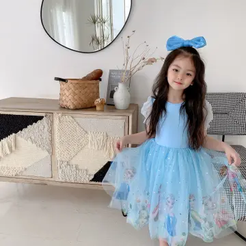 Lov Toddler Baby Girls Tutu Dress Ruffle Sleeve Splicing Princess Dresses Summer Clothes Outfits 1-2 Years, Infant Girl's, Blue