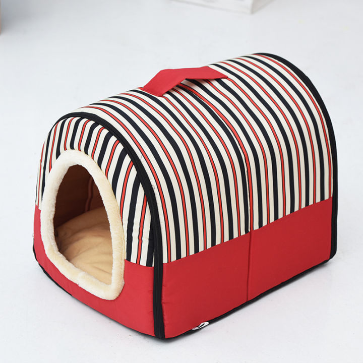 striped-stars-dog-house-kennel-nest-with-mat-portable-dog-bed-cat-bed-house-small-medium-dogs-outdoor-travel-beds-bag