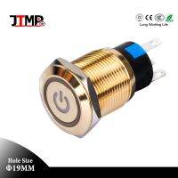 19mm Waterproof Gold Plated Brass Illuminated Push Button Switch With Power LED For PC