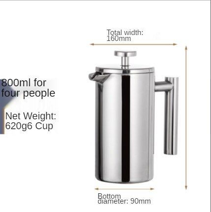 กาแฟภาษาฝรั่งเศสคำกดสแตนเลสกาแฟเอสเปรสโซ่เครื่องคุณภาพสูง-double-wall-กระติกน้ำสุญญากาศเก็บความร้อนหม้อชาหม้อ800ml