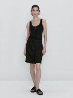 คือ✐MASSIMO DUTTI ชุดสำหรับผู้หญิง,ชุดฤดูร้อน2023 Overall Katun กระเป๋าเอวสูงสีบริสุทธิ์ใส่ตัวตลกวันพักผ่อนกางเกงขาสั้นแบบหดตัวตอนห้าขวบ