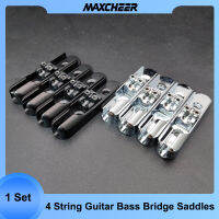 ชุด4Pcs Single Individual Bridge Saddles Tailpiece สำหรับ4 String Bass Guitar อุปกรณ์เสริมอะไหล่เครื่องดนตรีสีดำchrome