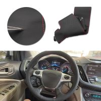 lujie Car Steering Wheel Leather Cover Hand Sewing For Ford Focus 3 2012 - 2014 C-MAX 2011 - 2014 KUGA Escape 2013 2014 2015 2016