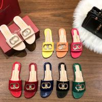 【HOT SALE】Summer New Womens Ferra Outdoor Leisure Sandals and Slippers Horse Street Buckle Flat Bottom Non-slip Fish Mouth Slippers