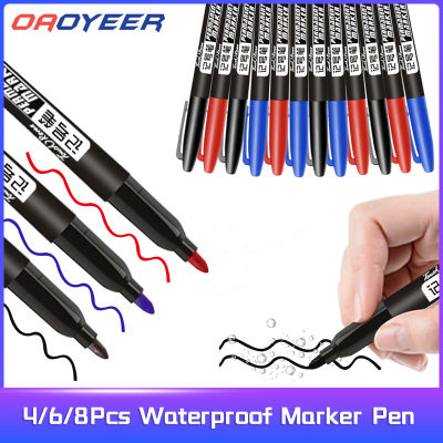 4/6/8Pcs ถาวร MARKER ปากกา Fine Point กันน้ำหมึก Thin Nib ดิบ Nib สีดำสีฟ้าสีแดงหมึก 1.5 มม.สี Art MARKER ปากกา-Yrrey
