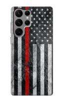 เคสมือถือ Samsung Galaxy S23 Ultra ลายนักผจญเพลิงธงชาติอเมริกันเส้นบางสีแดง Firefighter Thin Red Line American Flag Case For Samsung Galaxy S23 Ultra