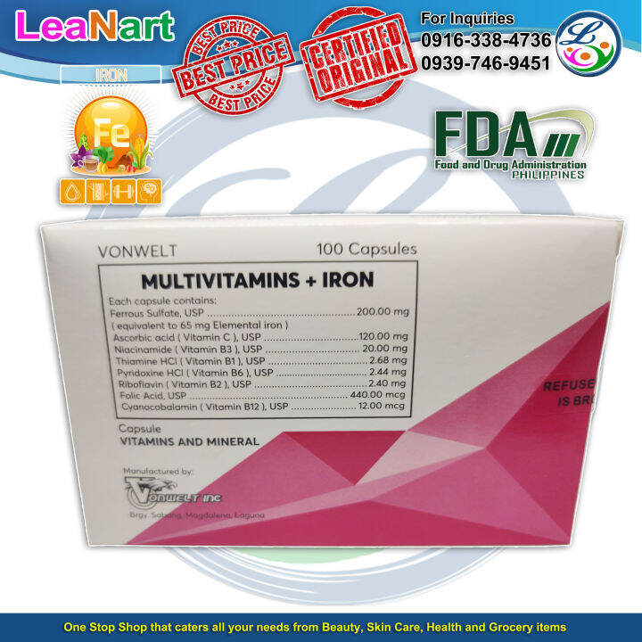 Vonwelt Multivitamins + Iron 100 Capsules Lazada PH