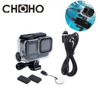 อุปกรณ์เสริมสำหรับ Gopro 9 10 11เคสดำน้ำกันน้ำปลอกหุ้มรถจักรยานยนต์30เมตรเปลือกป้องกันสายชาร์จสำหรับกล้องโกโปรพระเอก