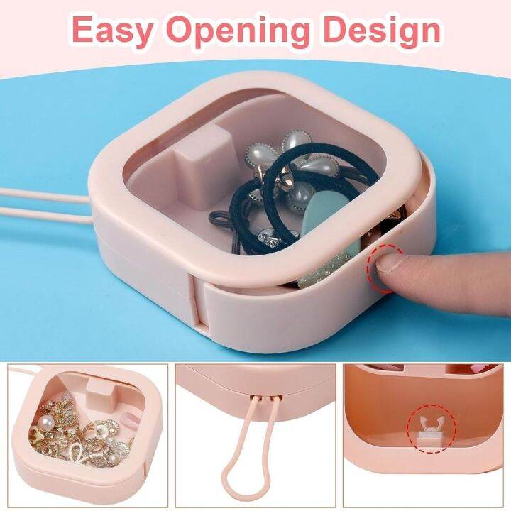 enddiiyu-ใสสะอาด-ที่มัดผม-กันฝุ่นกันฝุ่น-พร้อมที่จับ-ภาชนะเก็บเครื่องประดับ-แบบพกพาได้-เอบีเอสเอบีเอส-กระเป๋าใส่หูฟัง-ของขวัญสำหรับผู้หญิง