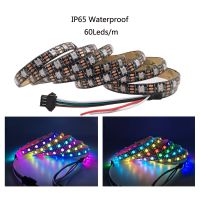 {ItalyNest shop} Xnbada 1-5ม. 60พิกเซล /Led/m WS2812B แถบไฟ Led 5050อัจฉริยะ RGB สีดำ/ขาว PCBWS2812 IC;IP30/IP65/IP67 DC5V