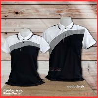 เสื้อเชิ้ตผู้ชาย เสื้อโปโลผู้ชาย Men Polo Shirt Plain Polo T Shirt Soft Pique Short Sleeve Tops For Men Side Vents สีดำ ตัดต่อเฉียงดำเทาขาว เนื้อผ้านุ่ม สวมใส่สบาย ซึ่งมีทั้งแบบชาย และแบบผู้หญิง