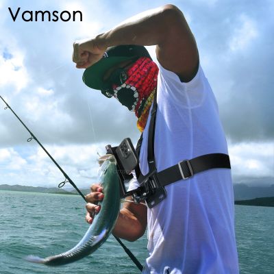 Vamson เข็มขัดรัดตัวสายรัดหน้าอกโทรศัพท์สำหรับโทรศัพท์มือถือตัวหนีบการยิงตกปลาสำหรับ13 Gopro 11