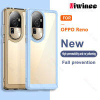 NIWINEE เลนส์กันลื่นสำหรับ OPPO Reno 10 Pro Plus/ Reno 10 Pro + 5G เคสโทรศัพท์สุดหรูเลนส์ป้องกันการตกกระแทกสีขาวแบบออลอินวันเคสลุกแก้วกระจกฝาครอบป้องกันกันลื่นลูกอมหลากสีคู่