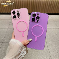 KISSCASE เคสแม่เหล็กติดโทรศัพท์เรืองแสงเหมาะสำหรับ IPhone 14 13 12 11 Pro Max,เคสฝาปิดแม่เหล็กสีทึบเรืองแสงบางเป็นพิเศษเคสโทรศัพท์กันกระแทกสำหรับ IPhone 14 Pro Max