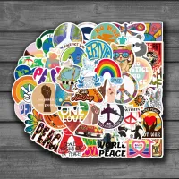 50Pcs Not War World Peace Love Graffiti Stickers Creative Scrapbook Aesthetic Art Diy Waterproof Phone Laptop Decal Sticker