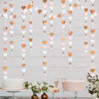 Rose Gold Pink White Paper Large Small Love Heart Garlands Hanging Streamer Banners Engagement Wedding Bridal Shower Decorations Colanders Food Strain