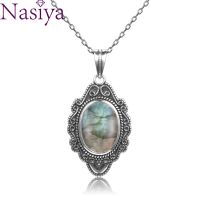 ZZOOI Natural Moonstone Labradorite Necklace Pendants 925 Sterling Silver Jewelry For Women Party Valentine Day Gifts With Chain