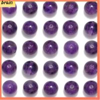 BRAIN 126 PCS คริสตัลควอตซ์ ลูกปัดหินอเมทิสต์ธรรมชาติ 6mm ครับ กลมกลมๆ ลูกปัดหินสีขาว ทำเครื่องประดับ DIY สีม่วงสีม่วง ลูกปัดหลวมๆ กำไลข้อมือสร้อยข้อมือ