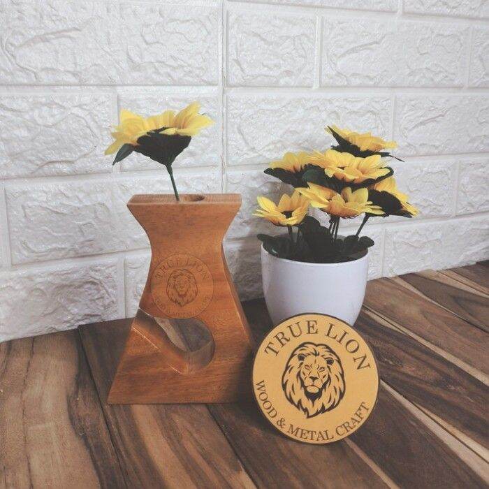 Vas Bunga Kayu Aesthetic Wooden Vase Handmade Natural Lazada Indonesia