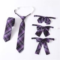 Japanese School Jk Uniform Lattice Bow Tie For Girls Butterfly Purple Color School Sailor Suit Uniform Accessories Flowers Tie