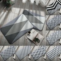 Grey Geometric Striped Decorative Doormat 40*60cm Kitchen Living Room Small Carpet Bathroom Anti-Slip Floor Mat Indoor Soft Rug