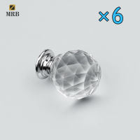 4/6/8/10/12 Pcs 40MM Door Handles With Screws Glass Clear Diamond Cut Knobs For Kitchen Drawer Cabinet Home Decoration