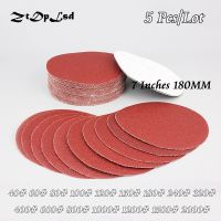 ZtDpLsd 5 Pcs/lot Dry Grinding 7 Inches 180MM Paper Flocking Sandpaper Pad Sanding Disc Woodworking Electric Grinder Accessories Cleaning Tools