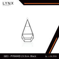 JJGLASS - (LYNX) PYRAMID 23.5cm. Black - แจกันกระจก แจกันแขวน ทรงเรขาคณิต ตกแต่งบ้านสมัยใหม่และมีสไตล์ สูงรวมจุกแขวน 24 ซม. ไม่สามารถใส่น้ำได้