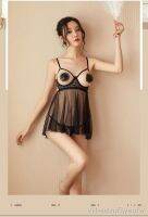 【CC】✈✶☃  Transparent Erotic Womens Support Opening Stall Provocative Exposed Breast Nightgown