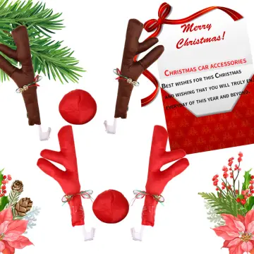 Car Reindeer Antlers & Nose Full Set - Christmas Decorations for Car -  Window Roof-Top & Grille Rudolph Reindeer Kit - Auto Holiday Accessories  Decoration Kit Best for Car SUV Van Truck 