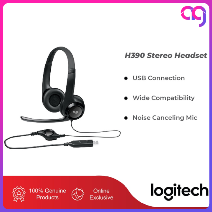 Logitech H390 Stereo Headset USB With Noise Cancelling Microphone Wired