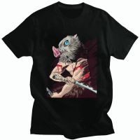 ผ้าฝ้ายคอกลมInosuke Hashibira T Shirt Men Short Sleeve Anime Demon Slayer Kimetsu No Yaiba T-shirt Cal Tshirt Cotton Tee