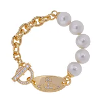 พรีเมี่ยมรุ่น Vivienne Saturn Pearl Bracelet สร้อยข้อมือ Punk แบบคลาสสิกสำหรับคู่รัก