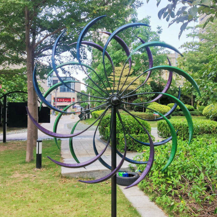 lazaralife-garden-wind-spinner-ใบไม้วิลโลว์องศา-dual-ทิศทางหมุนสนามหญ้าระย้าตกแต่งโลหะ-yard-กังหันสวนหลังบ้านเครื่องประดับ