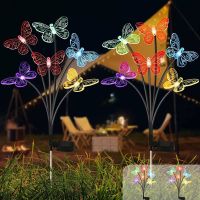 Solar Butterfly Lights Outdoor Garden Bee Waterproof 6LED Lawn Firefly Lamp Deco