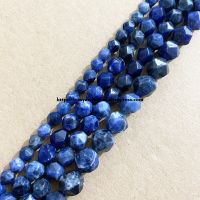 15" Natural Stone Big Cuts Faceted Blue Sodalite Round Loose Beads 6 8 10 mm Pick Size Cables