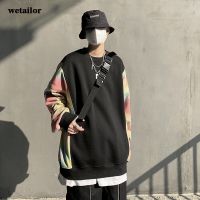 2023 Mens Harajuku Hoodie Sweatshirt Fake Two Tie Dye Sleeve Hip Hop Hoodietrendy Korean unisex hip hop sweatshirts Streetwear